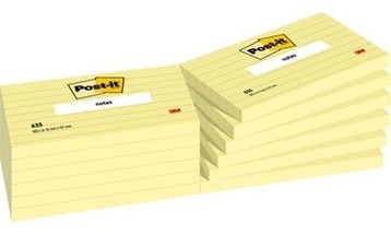 3M Post-It Notizen 76 x 127 mm, liniert Gelb