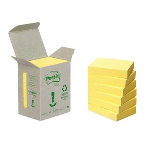 3M Post-it Notizzettel 38 x 51 mm, recycelt gelb - 6er Pack