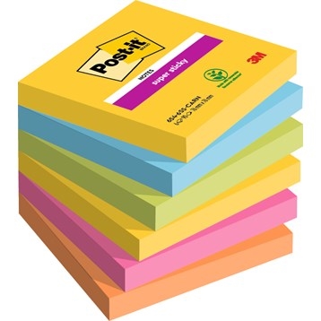 3M Post-it Haftnotizen super sticky Karneval 76 x 76 mm, - 90 Blatt - 6er Pack