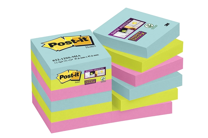 3M Post-it Haftnotizen super klebrig 47,6 x 47,6 mm Cosmic - 12er Pack