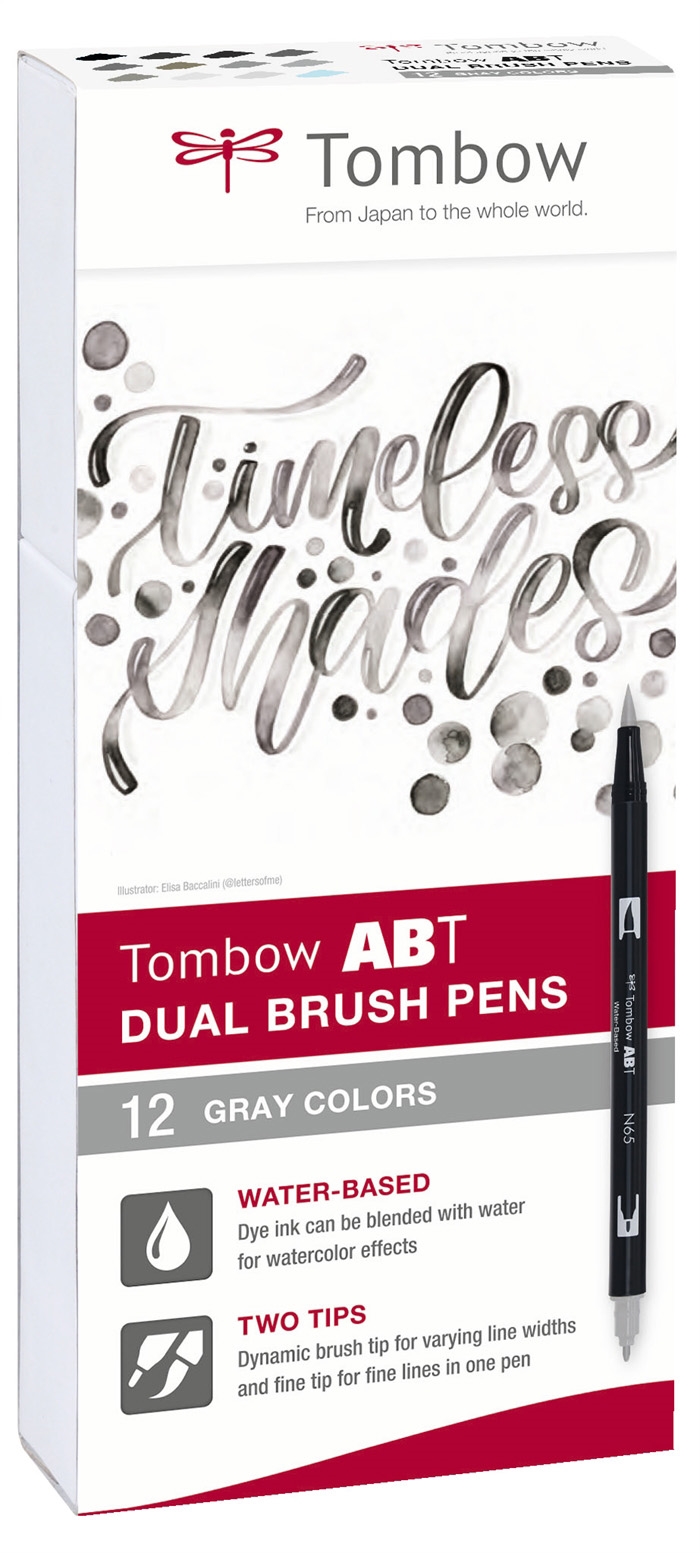 Tombow Marker ABT Dual Brush 12P-3 Grautöne (12)