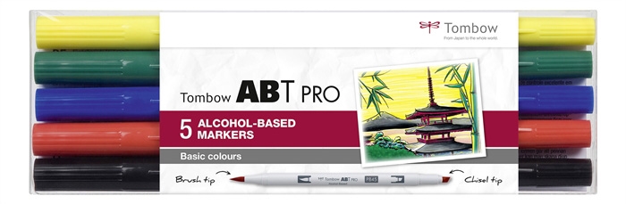 Tombow Marker Alkohol ABT PRO Dual Brush 5P-1 Basic (5)