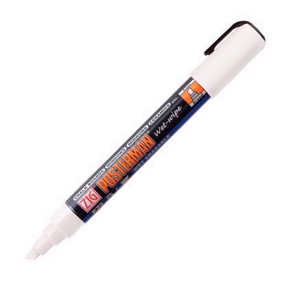 ZIG Marker Posterman wet-wipe 6mm hvid