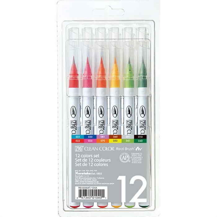 ZIG Clean Color Pinselstift Set mit 12 Stück.