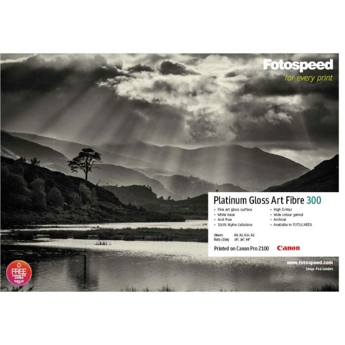 Fotospeed Platium Gloss ART FIBRE 300 G/m² - A3, 25 Sheets Fotospeed ...